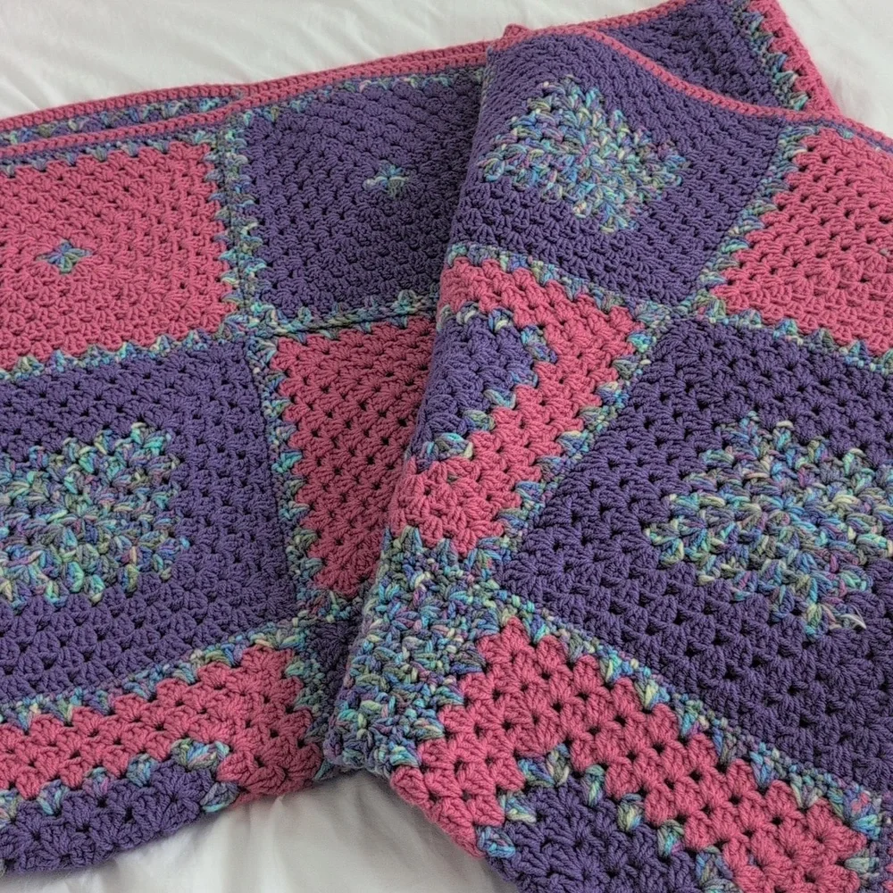 Colorful Crochet Blanket/Throw - Picture 1 of 7